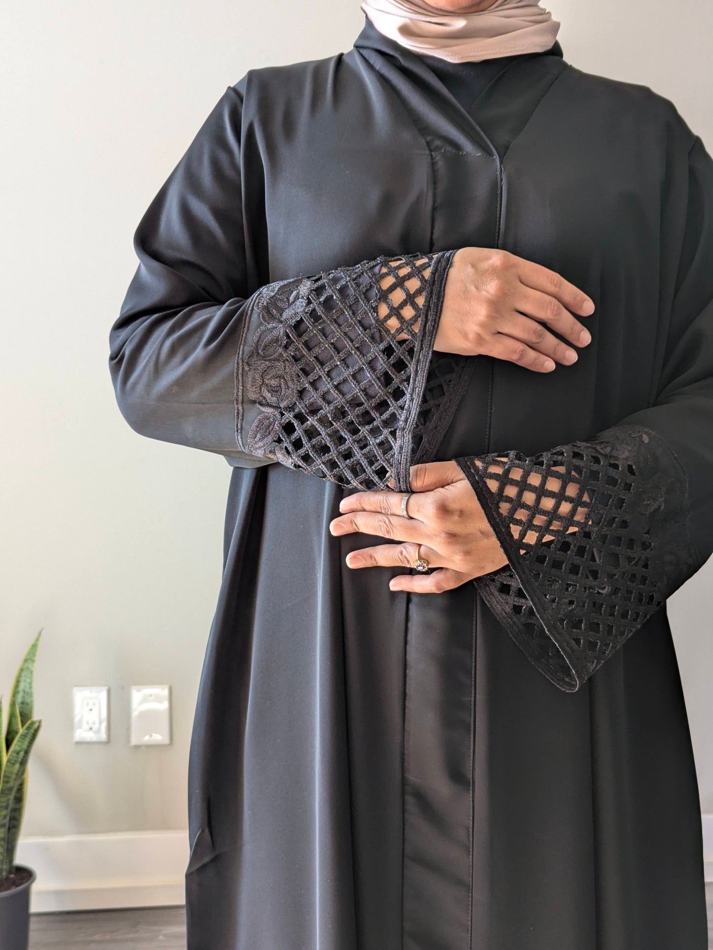 Rose Cut Work Abaya