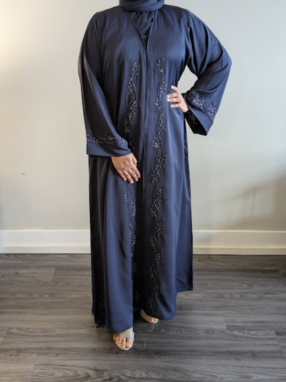 Navy Blue Bead Work Nida Abaya