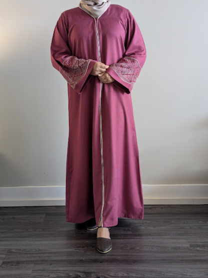 Linen Abaya with Chain Work