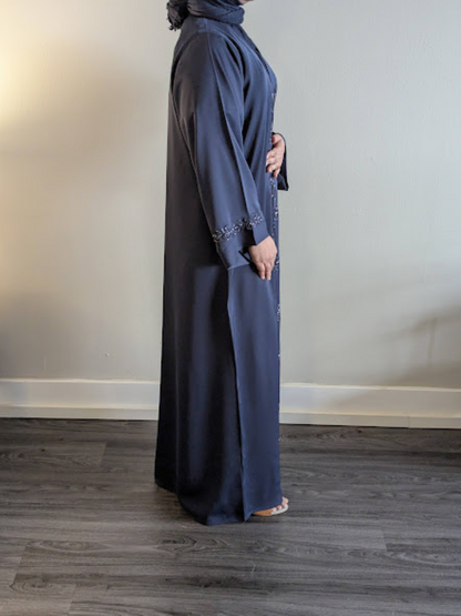 Navy Blue Bead Work Nida Abaya