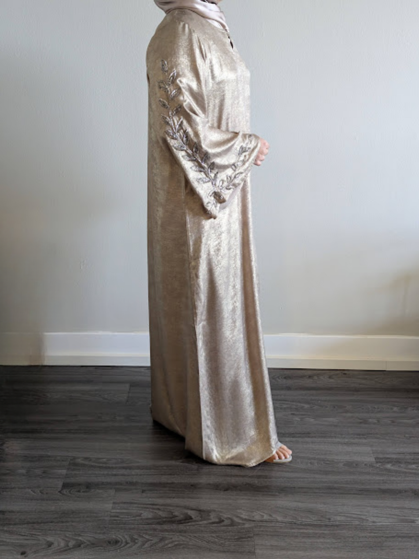 Premium Metallic Brown Luxury Abaya with Pearl Work