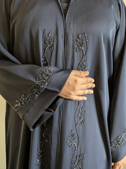 Navy Blue Bead Work Nida Abaya