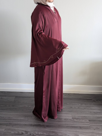 Butterfly Sleeve Beads Work Soft Fabric Nidha Abaya