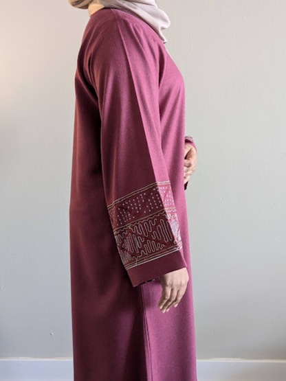 Linen Abaya with Chain Work