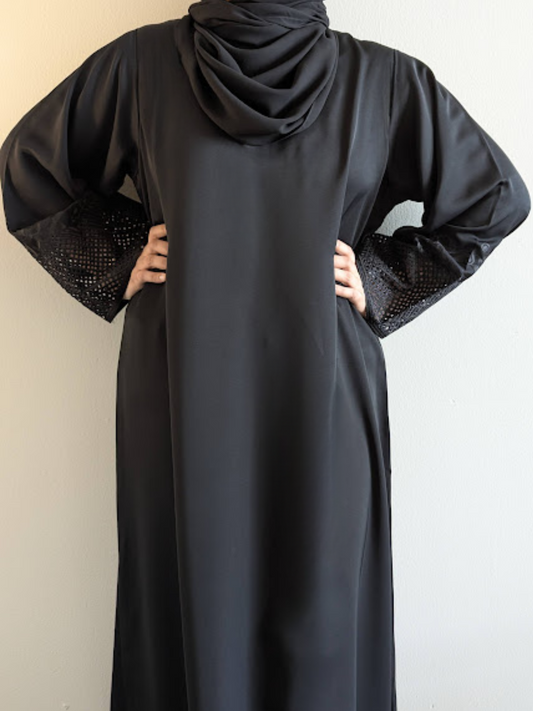 Premium Black Cut Work Embroidery Abaya