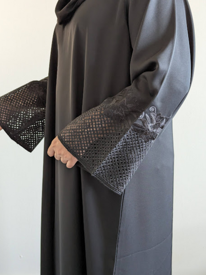 Premium Black Cut Work Embroidery Abaya