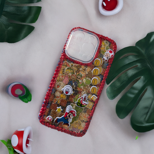 Handmade Decoden Super Mario Silicon Case Cover for iPhone 15 Pro