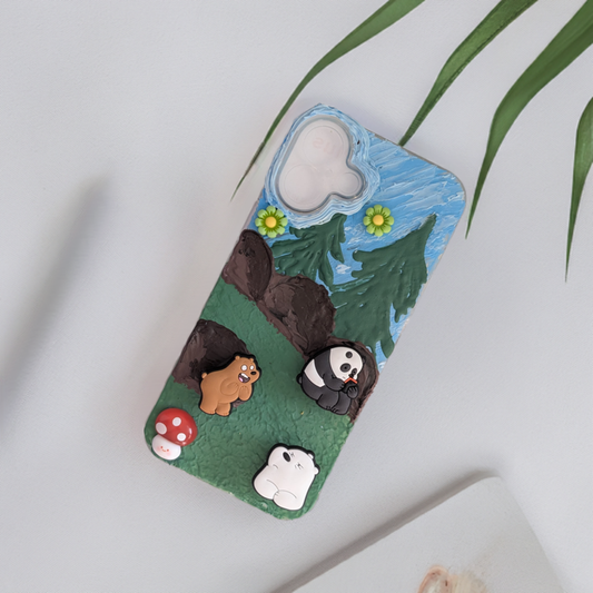 Handmade Decoden We Bare Bears Silicon Case Cover for iPhone 16 Plus