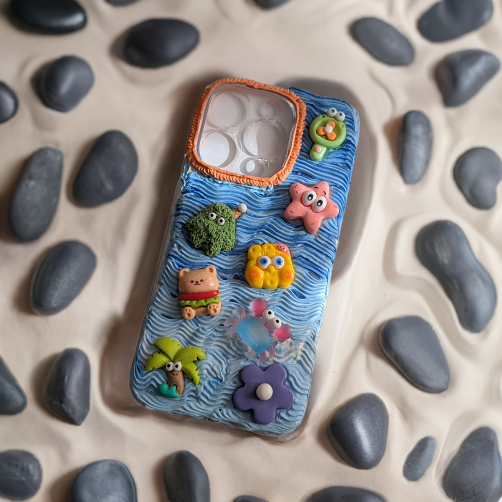 Handmade Decoden Spongebob Silicon Case Cover for iPhone 15 Pro